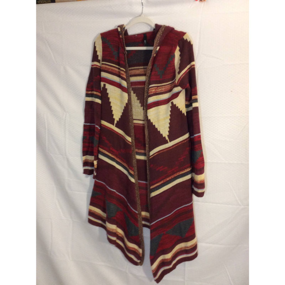 Elan Southwestern Hooded Long Sweater  Women size small - Picture 5 of 6